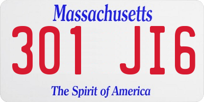 MA license plate 301JI6
