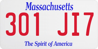 MA license plate 301JI7