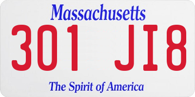 MA license plate 301JI8