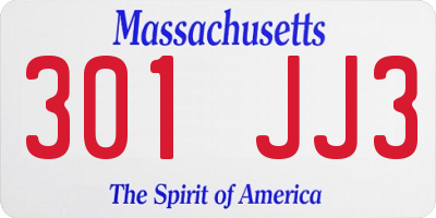 MA license plate 301JJ3