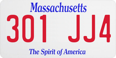 MA license plate 301JJ4