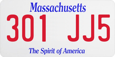 MA license plate 301JJ5