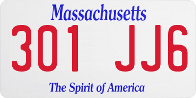 MA license plate 301JJ6