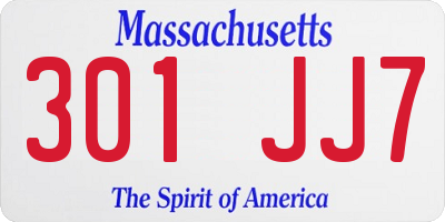 MA license plate 301JJ7