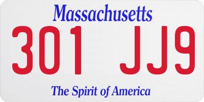 MA license plate 301JJ9