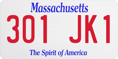 MA license plate 301JK1
