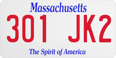 MA license plate 301JK2