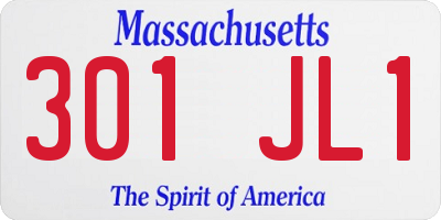MA license plate 301JL1