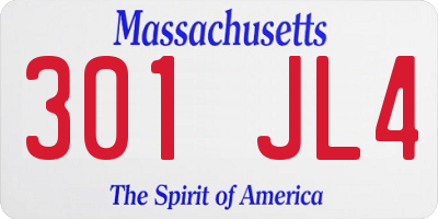 MA license plate 301JL4
