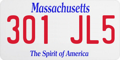 MA license plate 301JL5