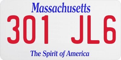 MA license plate 301JL6