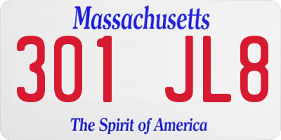 MA license plate 301JL8