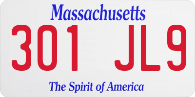 MA license plate 301JL9