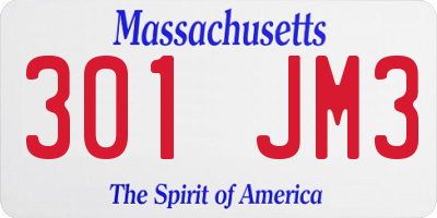 MA license plate 301JM3
