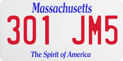 MA license plate 301JM5