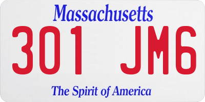 MA license plate 301JM6