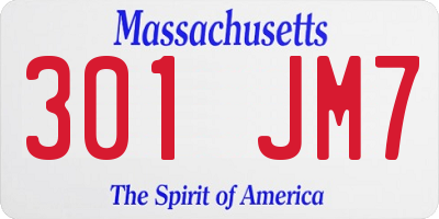 MA license plate 301JM7