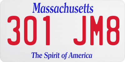 MA license plate 301JM8