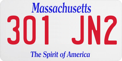 MA license plate 301JN2