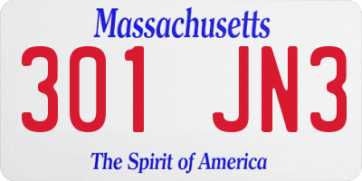 MA license plate 301JN3