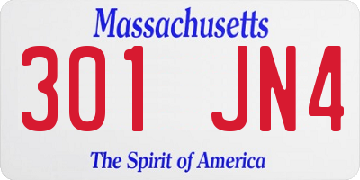 MA license plate 301JN4