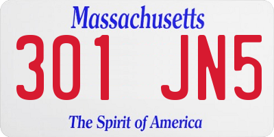 MA license plate 301JN5