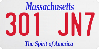 MA license plate 301JN7