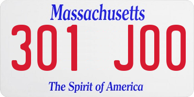 MA license plate 301JO0