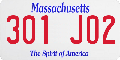 MA license plate 301JO2