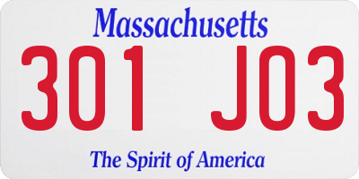 MA license plate 301JO3