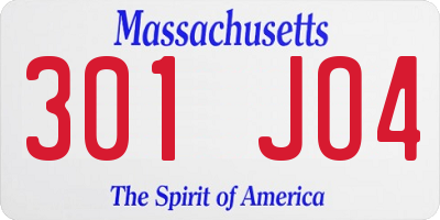 MA license plate 301JO4