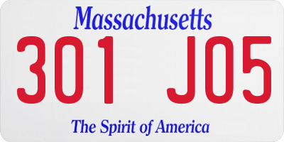 MA license plate 301JO5