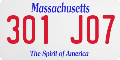 MA license plate 301JO7