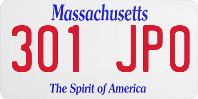 MA license plate 301JP0