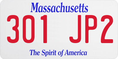 MA license plate 301JP2