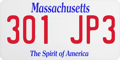 MA license plate 301JP3
