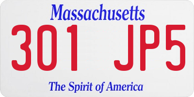 MA license plate 301JP5