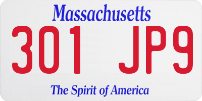 MA license plate 301JP9