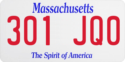 MA license plate 301JQ0