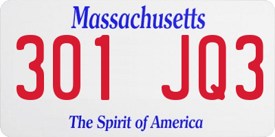 MA license plate 301JQ3