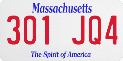 MA license plate 301JQ4