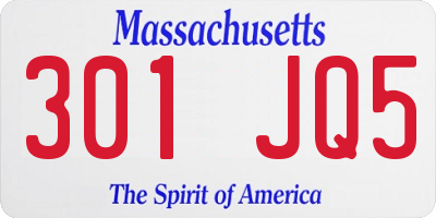 MA license plate 301JQ5