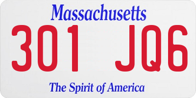 MA license plate 301JQ6