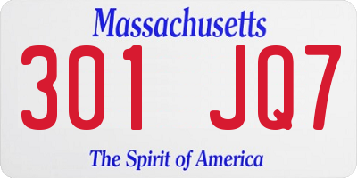 MA license plate 301JQ7