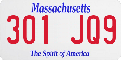 MA license plate 301JQ9