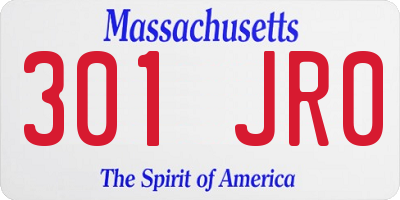 MA license plate 301JR0