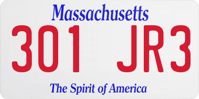 MA license plate 301JR3