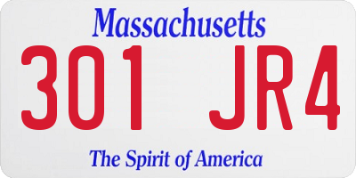 MA license plate 301JR4