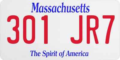 MA license plate 301JR7