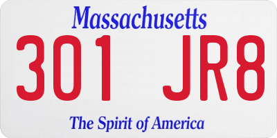 MA license plate 301JR8